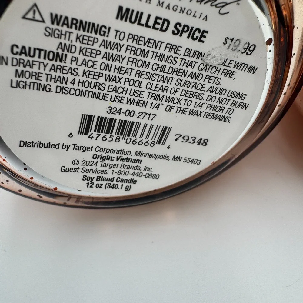 Hearth & Hand Magnolia Mulled Spice Candle Set of 2 Copper Lid Target Holiday